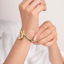 MINET Zlatý náramek v kombinaci bílého a žlutého zlata s bílými zirkony Au 585/1000 5,85g