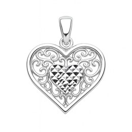 Zlatý 585/1000 přívěsek z bílého zlata srdce 30291