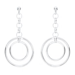 Stříbrné visací náušnice s kroužky na šroubek