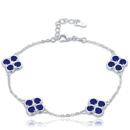 MINET Stříbrný náramek čtyřlístky s lapisy