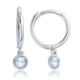 MINET Decentní náušnice z bílého zlata s modrými zirkony Au 585/1000 1,00g