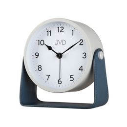 JVD SRP2313.2 - kovový budík s tichým chodem a koženými doplňky