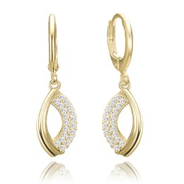 MINET Pozlacené elegantní stříbrné náušnice s bílými zirkony