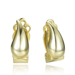 MINET Pozlacené stříbrné náušnice kapky na klipsy pro uši bez dírek