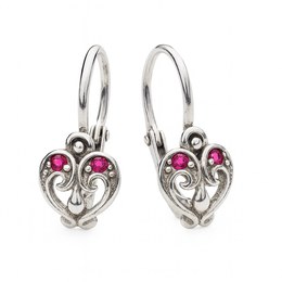 Zlaté naušnice z bílého zlata srdíčka brizura