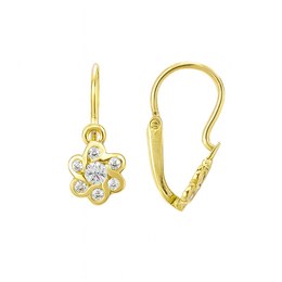 Zlaté naušnice kytičky bílé brizura