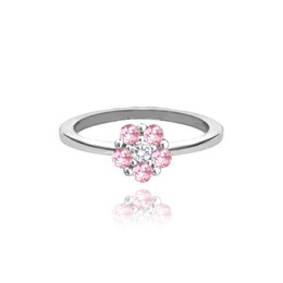 MINET Stříbrný prsten KYTIČKA s růžovými zirkony vel. 46