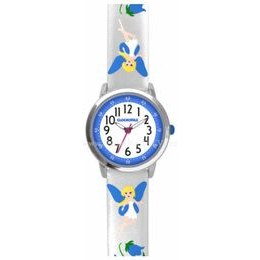 Stříbrné třpytivé dívčí hodinky s modrými vílami CLOCKODILE FAIRIES CWG5083