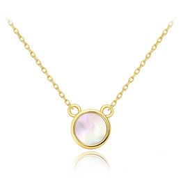 MINET Elegantní zlatý náhrdelník s bílou perletí Au 585/1000 2,05g