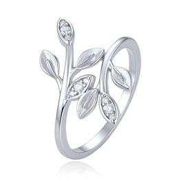 MINET Stříbrný 925/1000 prsten lístky s bílým zirkonem JMAS5075SR