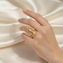 MINET Luxusní zlatý prsten s bílými zirkony Au 585/1000 vel. 59 - 1,40g