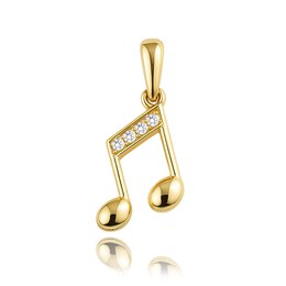 MINET Zlatý přívěs nota s bílými zirkony Au 585/1000 0,45g