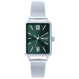 MINET Stříbrno-zelené dámské hodinky SIENA se stříbrným ocelovým řemínkem