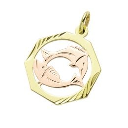 Zlatý přívěsek ze žlutého a červeného zlata zvěrokruh Ryby