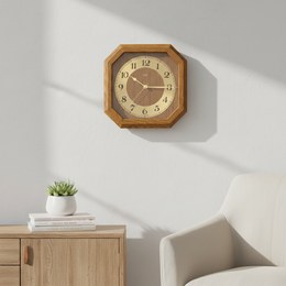 KUBRi HRC0094 - Velké dubové hodiny řízené signálem s tichým chodem