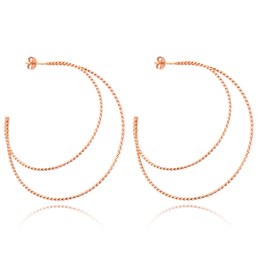 MINET Rose gold stříbrné náušnice dvojité KRUHY