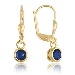 MINET Elegantní zlaté náušnice s modrými zirkony Au 585/1000 1,80g