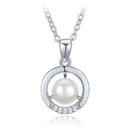 MINET Elegantní stříbrný 925/1000 náhrdelník kroužek s perlou a zirkonem JMAS7061SN45