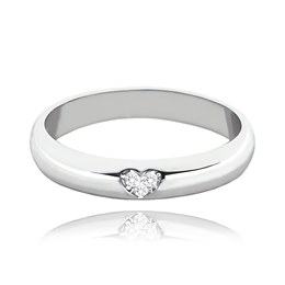 MINET+ Stříbrný snubní prsten se srdíčkem a bílými zirkony