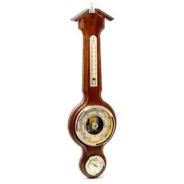 Barometr s teplměrem a vlhkoměrem na dřevěné podložce 4673-12