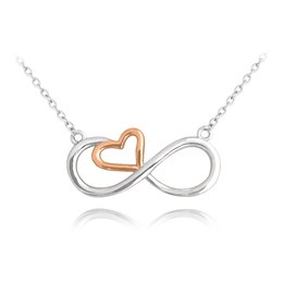 MINET Rose gold stříbrný náhrdelník FOREVER LOVE