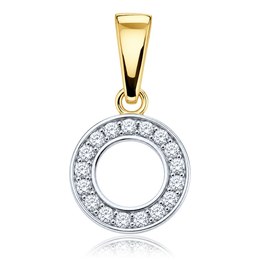 MINET Elegantní zlatý přívěsek kolečko s bílým zirkonem Au 585/1000 0,85g JMG0401WGP00
