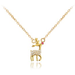 MINET Vánoční pozlacený stříbrný 925/1000 náhrdelník REINDEER JMAS8044GN41