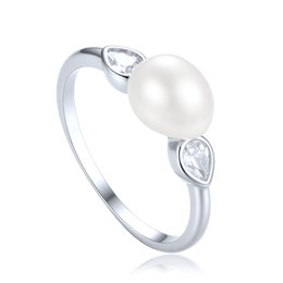 MINET Elegantní stříbrný 925/1000 prsten s bílým zirkonem a perlou JMAS7064SR