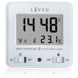 LAVVU LAR0040 - Digitální budík řízený rádiovým signálem NORDLYS bílý s automatickým osvětlením