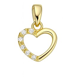 Zlatý 585/1000 přívěs Srdce se zirkony TU-4001
