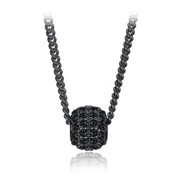 MINET Elegantní černě rhodiovaný stříbrný náhrdelník se zirkonem