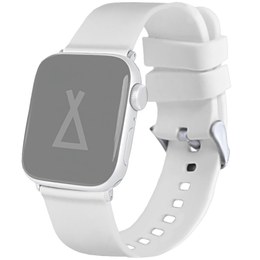 LAVVU Bílý silikonový řemínek na hodinky - stříbrný konektor pro APPLE WATCH 38-40 mm