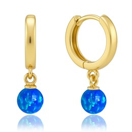 MINET Elegantní zlaté náušnice s modrým opálem Au 585/1000 1,15g