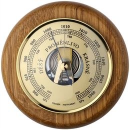KUBRi 0203B - špičkový barometr osazený v dubovém dřevě a namořen do odstínu ořechu
