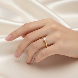 Zlatý 585/1000 prsten se zirkonem 5045