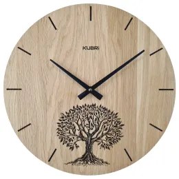 KUBRi 0123C - velké dubové hodiny české výroby o průměru 60 cm