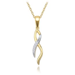 MINET Elegantní zlatý náhrdelník s bílými zirkony Au 585/1000 2,25g