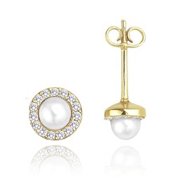 MINET Moderní zlaté náušnice s přírodními perlami Au 585/1000 - 1,05g