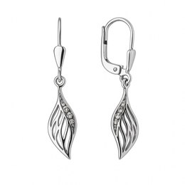 Zlaté visací náušnice z bílého zlata se zirkonem klapkové