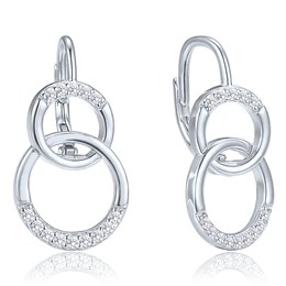 MINET Luxusní stříbrné náušnice s bílými zirkony