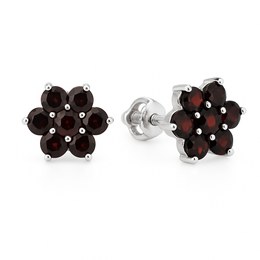 Stříbrné náušnice s Granáty - šroubek