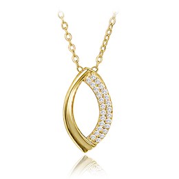 MINET Pozlacený elegantní stříbrný náhrdelník s bílými zirkony