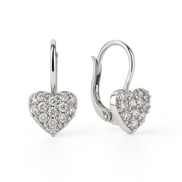 Zlaté náušnice z bílého zlata se zirkony klapkové