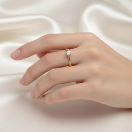 MINET Zásnubní zlatý prsten s bílým zirkonem Au 585/1000 vel. 51 - 0,75g