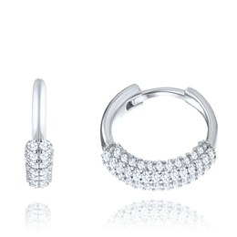 MINET Luxusní stříbrné náušnice s bílými zirkony