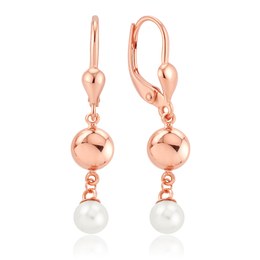 MINET Zlaté náušnice z růžového zlata s kuličkami a perlami Au 585/1000 2,35g