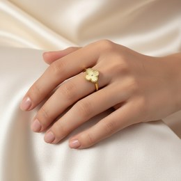 MINET Zlatý prsten srdíčko s bílými zirkony Au 585/1000 vel. 50 - 1,10g