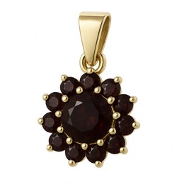 Stříbrný zlacený přívěs Kytička s Granáty