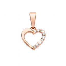Zlatý 585/1000 přívěsek srdce z růžového zlata se zirkony 3844