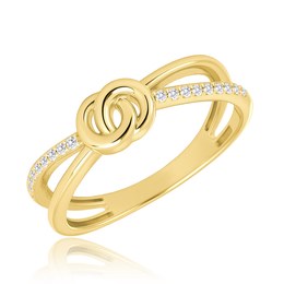 MINET Zlatý prsten s motivem kroužku a bílým zirkonem Au 585/1000 vel. 59 - 2,10g